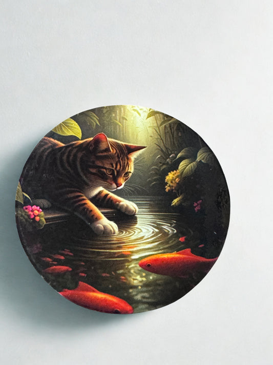 Fishing Cat Fridge Magnet